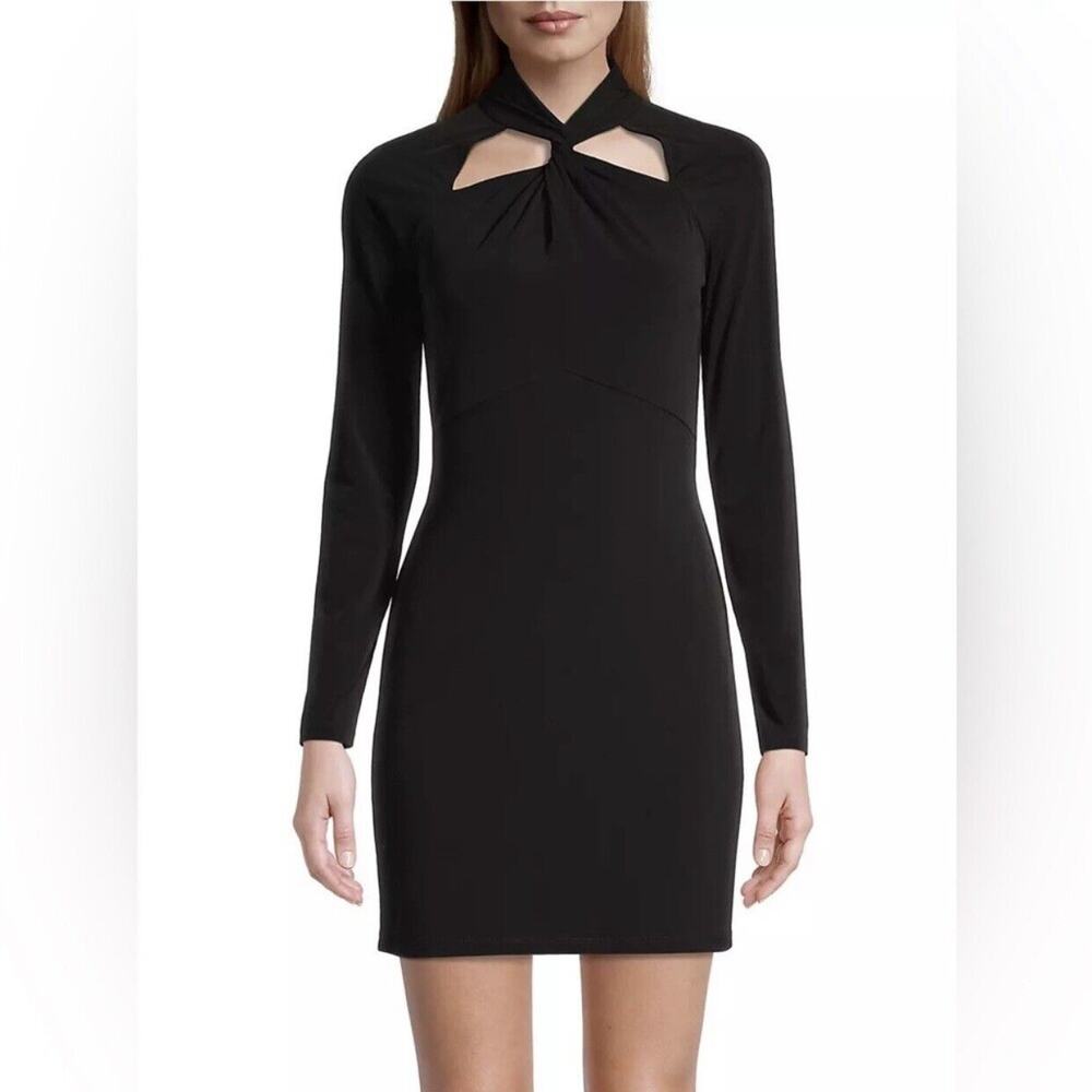 Michael Kors Black Twist Neck Long Sleeve Dress Small NWOT